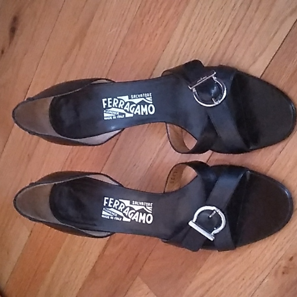 Salvatore Ferragamo Black Strappy Heels